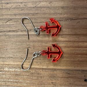 Red Anchor Earrings